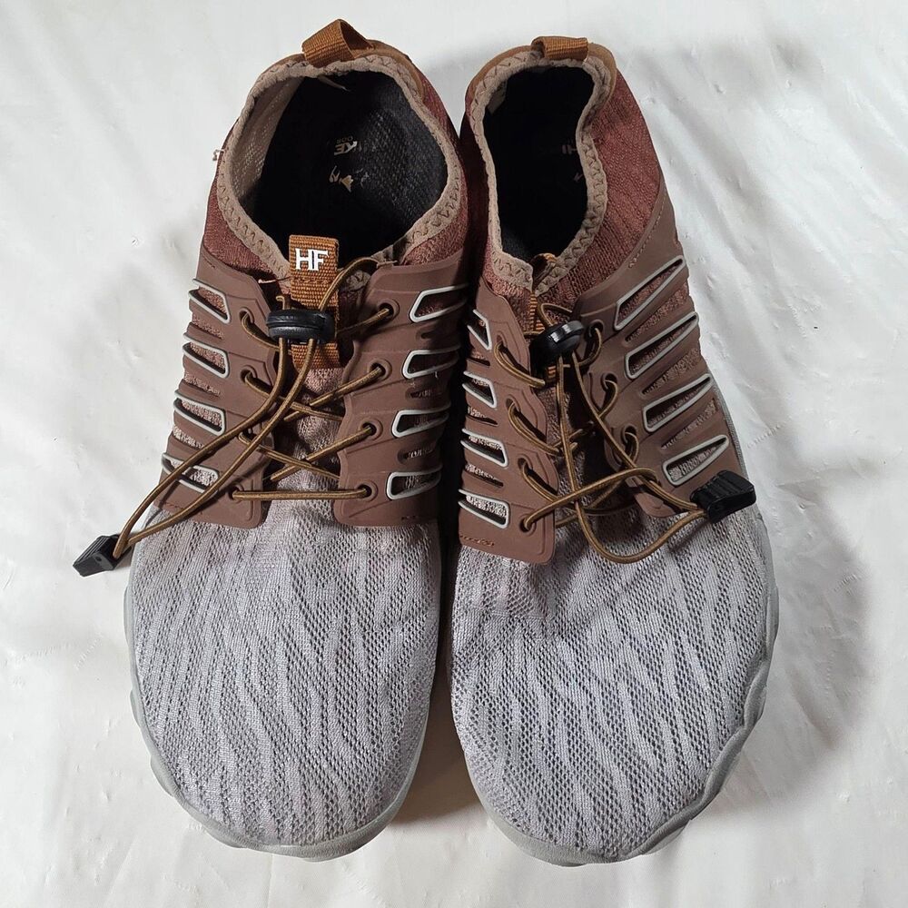 HF Barfoot Shoes Mens Size 11 Brown Gray Mesh Water Athletic Sneakers